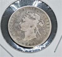 1872 Canadian Sterling Silver 25-Cent Quarter Coin