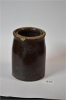 6" H 4 1/4" D Brown Stoneware Storage Jar