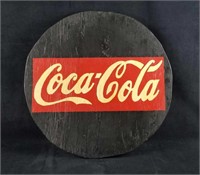 Round Handmade wooden Coca-Cola Sign
