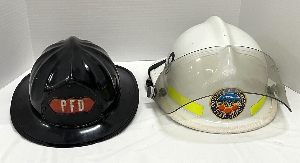 Two Vintage Fire Helmets