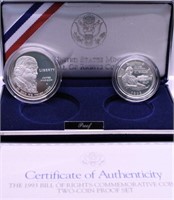 PROOF BILL OF RIGHTS SILVER DOLLAR & HALF