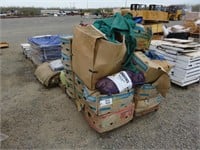 Row of Assorted Bee Boxes, Components, Oil, Tarps