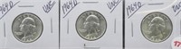 (3) 1964-D UNC Washington Silver Quarters.