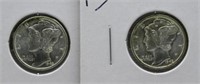(2) 1943-S UNC/BU Mercury Silver Dimes.