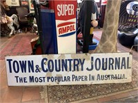 TOWN & COUNTRY ENAMEL SIGN (REPAIRED)