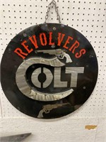 Colt revolvers sign. Hand made from recycled