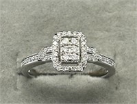 10kt Gold Halo Ring w/ 1/4 CTW Natural Diamonds