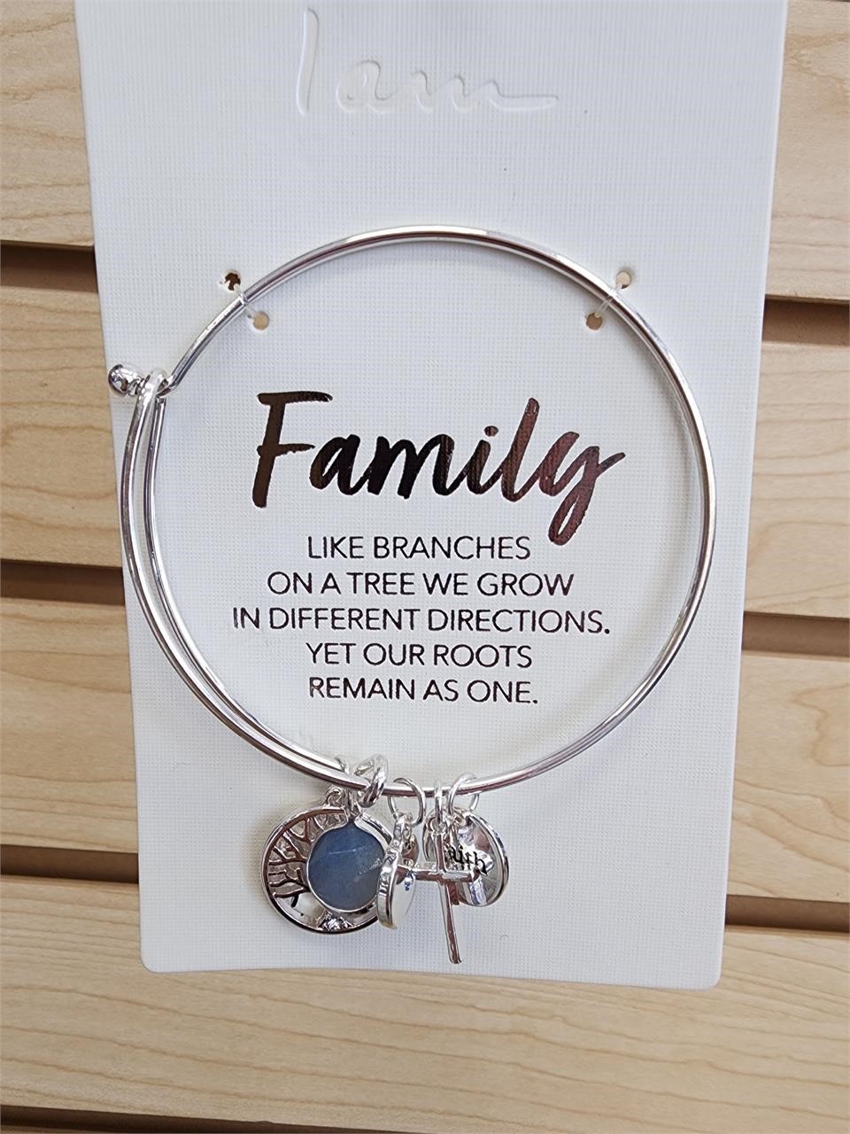 Silver toned family bracelet