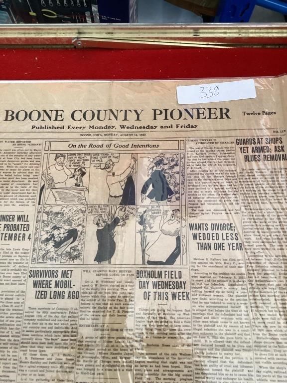Boone County Pioneer Newspaper August 14, 1922