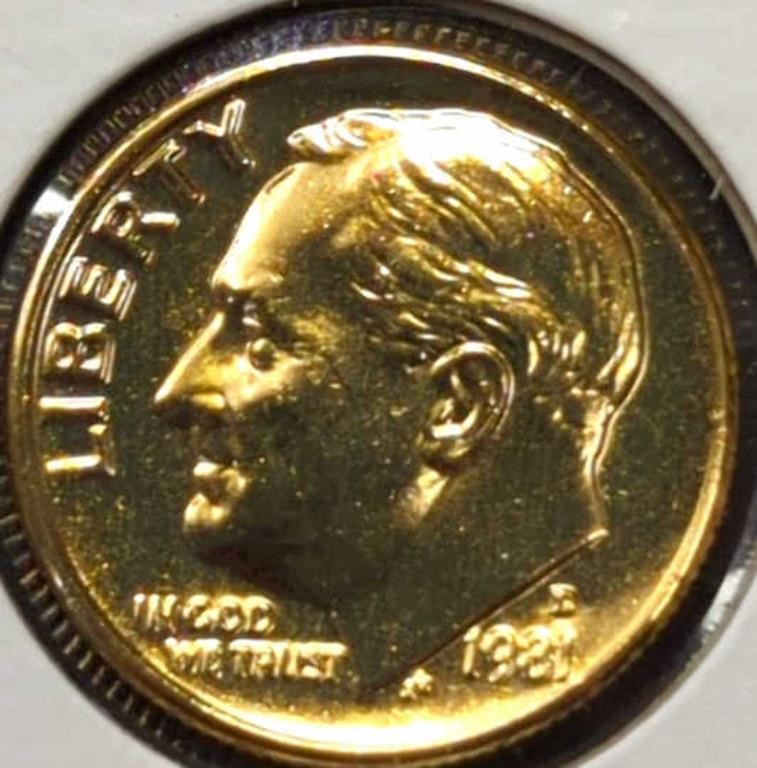 24k gold-plated. 1981 d. Roosevelt dime