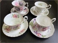 Four Royal Albert Cups and Saucers