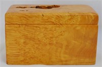 Handmade Burled Maple Box w Tray - Signed 7"l