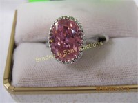 LADIES STERLING SILVER AND GEMSTONE RING SIZE 7