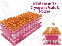 NEW 72 Micro Cryogenic Test Tubes & Holder AA1
