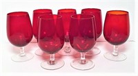 Ruby Glass Stemware with Clear Base
