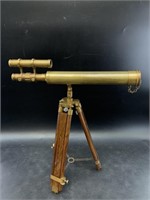 Brass telescope with wood tripod