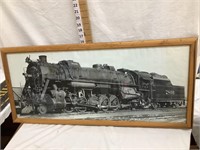 Steam Engine & Tender Framed Picture, Frame is