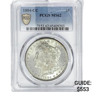 1884-CC Morgan Silver Dollar PCGS MS62