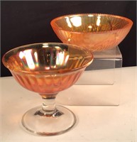 Carnival Glass Sherbet Glass & Berry Bowl
