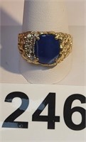 10K Yellow Gold nugget w / purple tanzanite ring