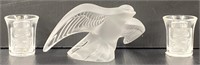 Lalique Art Glass Bird & Shot Glasses