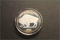 2001 SILVER PLATED COPY OF BUFFALO NICKLE
