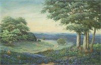 ROBERT DeLEON (TX, B.1953) BLUEBONNETS LANDSCAPE