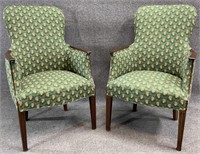 Pair Mahogany Frame Arm Chairs