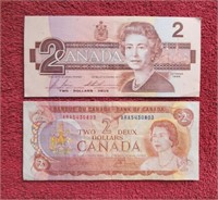 2 circulated two dollar notes