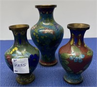 Cloisonne Vases 3 Pcs 5” , 4 , 4”