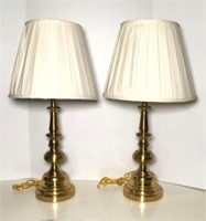 Pair of Brass & Metal Lamps with Pleated Shades