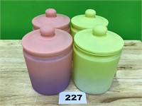 Frosted Glass Canister lot of 4