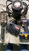 Sears Router, Ryobi Battery Drill and Charger,