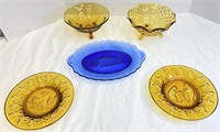 Amber Plates & Footed Bowls and more
