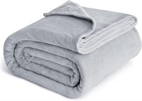 COTTEBED FLEECE THROW LIGHT GREY QUEEN 90"X90"