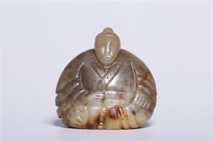 Chinese Ancient Jade Carved Figurine w Russet
