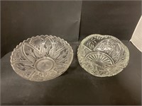 Two crystal glass serving bowls