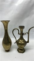 Brass Ornate Teapot & vase lot