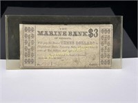 1864 THE MARINE BANK OF GEORGIA $3 NOTE