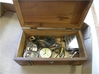 Trinket Box with watch, rah rah pin etc.