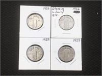 4 Standing Liberty Silver Quarters in Flips