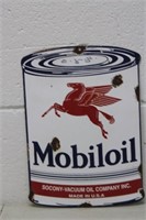 Vintage Mobil Oil Porcelain Sign 8x11