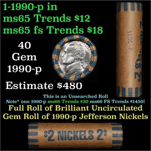 Shotgun Jefferson 5c roll, 1990-p 40 pcs Bank Wrap