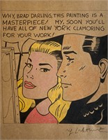 Roy Lichtenstein Mixed Media on Paper-Signed-COA