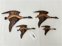 4 Wooden Carved and Painted Canadian Geese