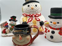 Snowman Cookie Jar, Plates and Decor