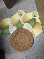 Woven placemat and lemon plastic placemats
