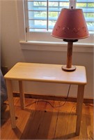 Light Wood Stained Side Table & Accent Lamp