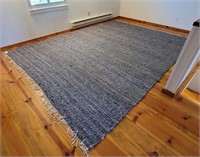 Large Cotton Area Rug Blue w/ Black Accents