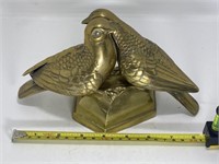 Solid Brass Doves/Songbirds Statue, Pair